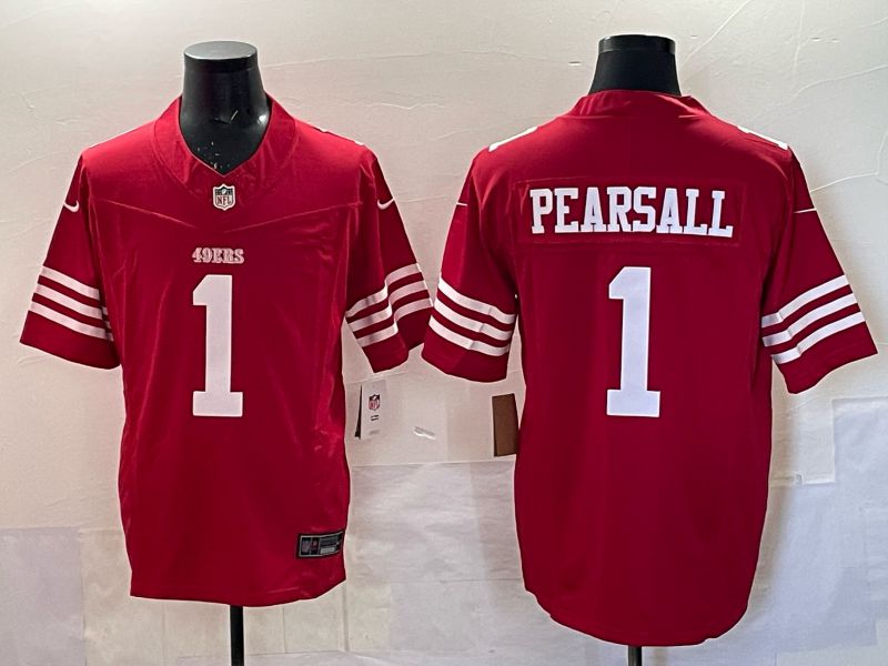 Men 2025 San Francisco 49ers #1 Pearsall red 3th generation Nike Limited NFL Jersey style  001